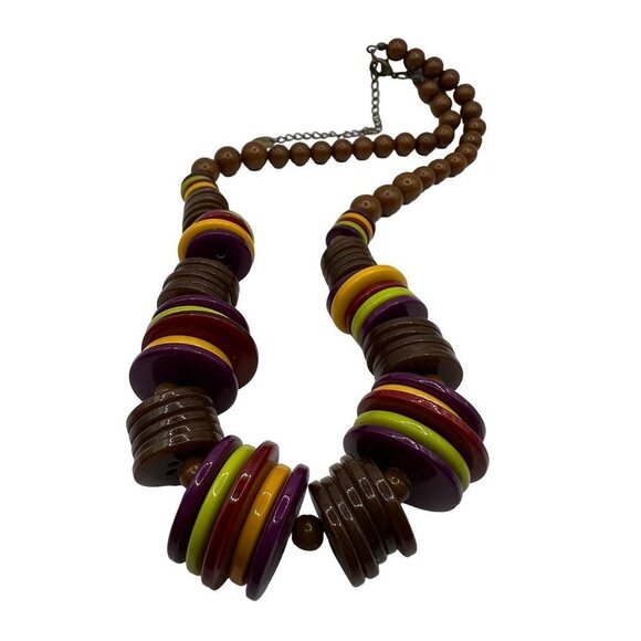 Vintage Claire's Colorful 60s Style Plastic Necklace - Picture 2 of 9